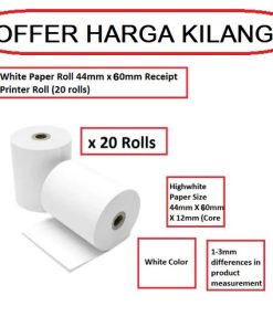 CASH REGISTER PAPER ROLL 44MM X 60MM X12MM