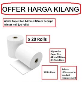CASH REGISTER PAPER ROLL 44MM X 60MM X12MM