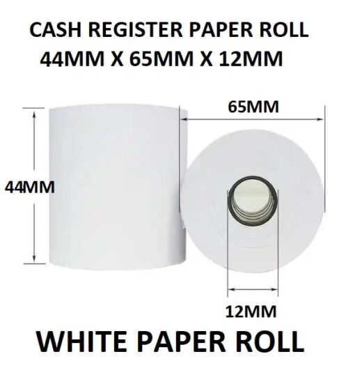 CASH REGISTER PAPER ROLL 44MM X 65MM X12MM