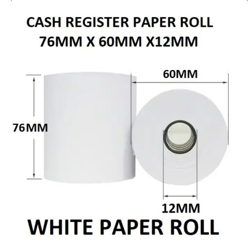 CASH REGISTER PAPER ROLL 76MM X 60MM X 12MM