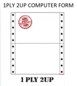 1PLY 2UP COMPUTER FORM A4 9.5" X 11"