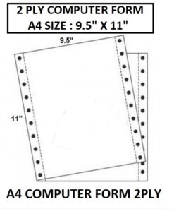 2PLY COMPUTER FORM A4 9.5" X 11"