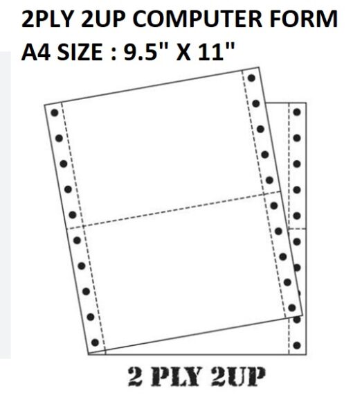 2PLY 2UP COMPUTER FORM A4 9.5" X 11"