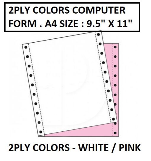2PLY COLORS COMPUTER FORM A4 9.5" X 11"
