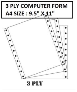 3PLY COMPUTER FORM A4 9.5" X 11"