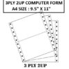 3PLY 2UP COMPUTER FORM A4 9.5