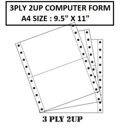 3PLY 2UP COMPUTER FORM A4 9.5" X 11"