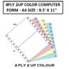 4PLY 2UP COLORS COMPUTER FORM A4 9.5
