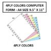 4PLY COLORS COMPUTER FORM A4 9.5