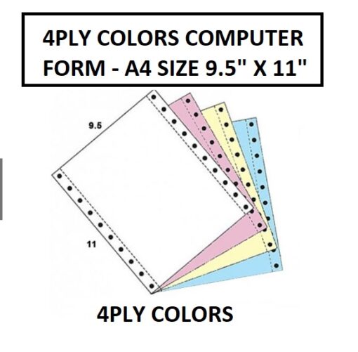 4PLY COLORS COMPUTER FORM A4 9.5" X 11"