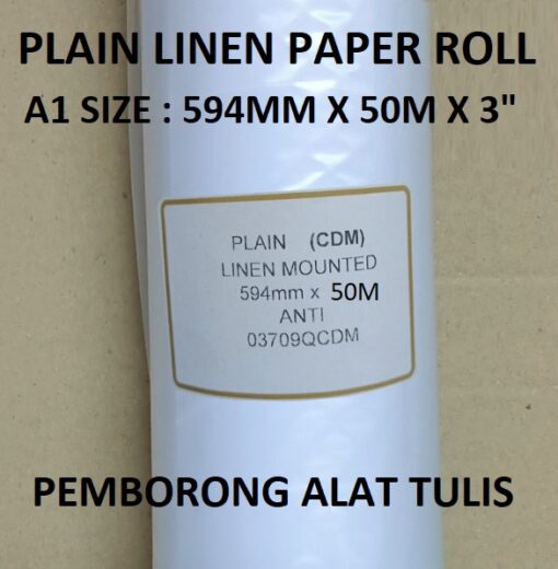 A1 PLAIN LINEN PAPER ROLL 594MM X 50M