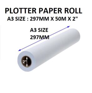 PLOTTER PAPER ROLL A3 SIZE 297MM X 50M X 2"