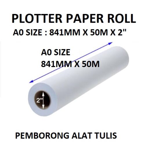PLOTTER PAPER ROLL A0 SIZE 841MM X 50M X 2"