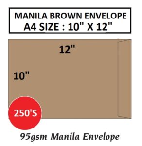 MANILA BROWN ENVELOPE A4 SIZE 10" X 12"