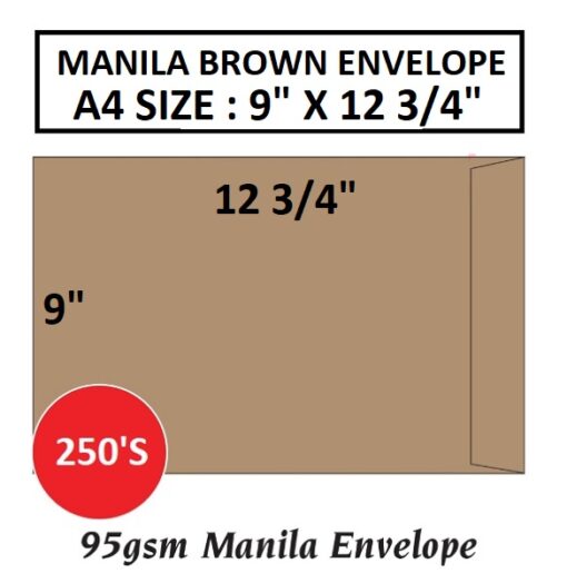 MANILA BROWN ENVELOPE A4 SIZE 9" X 12 3/4"