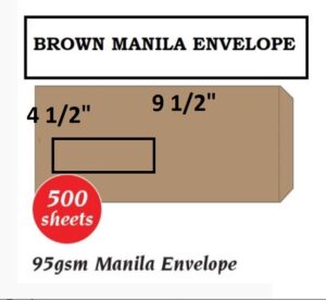 MANILA BROWN WINDOW ENVELOPE 4.5" X 9.5"