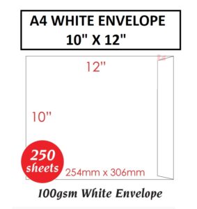 WHITE ENVELOPE A4 SIZE 10" X 12"