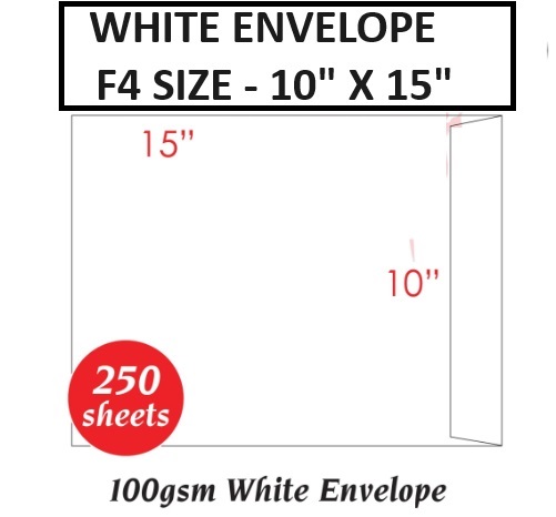WHITE ENVELOPE F4 SIZE 10" X 15"