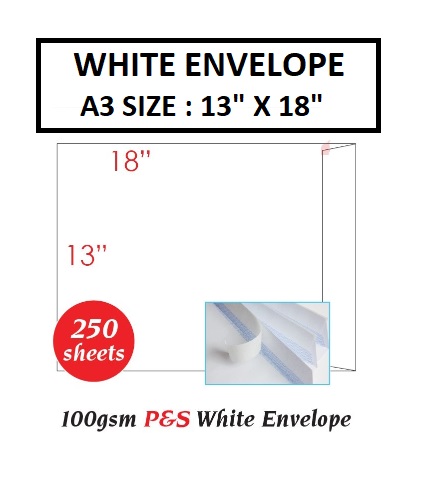 WHITE ENVELOPE A3 SIZE 13" X 18"