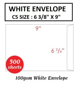 WHITE ENVELOPE A5 SIZE 6 3/8" X 9"