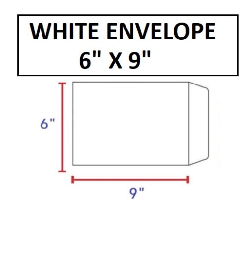 WHITE ENVELOPE A5 SIZE 6" X 9"