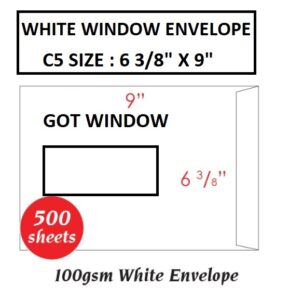 WHITE WINDOW ENVELOPE C5 SIZE 