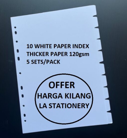 10 WHITE PAPER INDEX DIVIDER