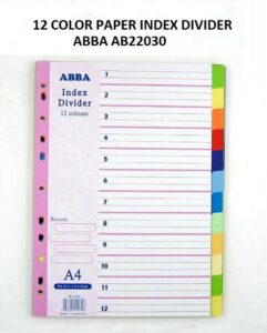 ABBA 12 COLORS PAPER INDEX DIVIDER 