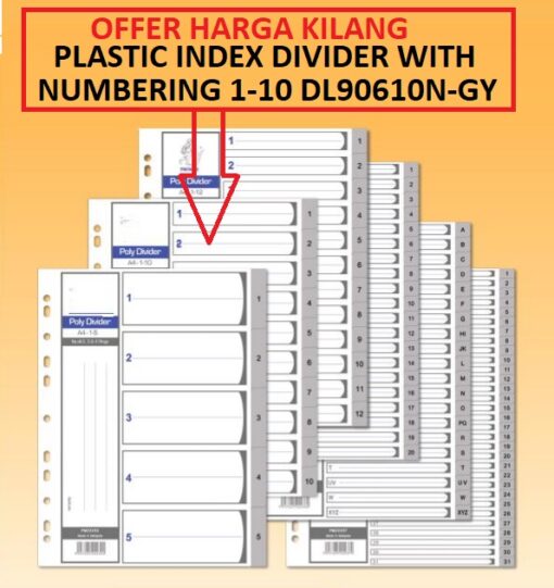 PLASTIC 10 INDEX DIVIDER WITH NUMBERING