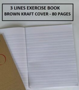 KRAFT COVER 3 LINES EXERCISE BOOK 80 PAGES 