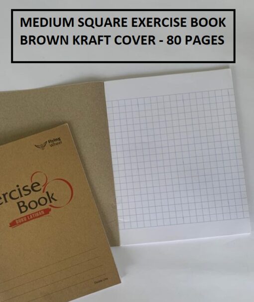KRAFT COVER MEDIUM SQUARE EXERCISE BOOK 80 PAGES