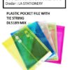 PLASTIC POCKET FILE WITH TIE STRING