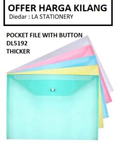 A4 PLASTIC POCKET FILE WITH BUTTON