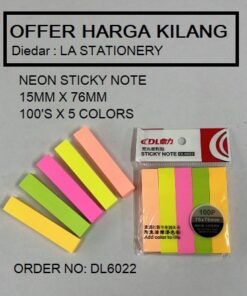 NEON STICKY POST IT NOTE 5 COLORS 15MM X 76MM
