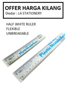 PLASTIC STRAIGHT RULER HALF WHITE 15CM/20CM/30CM