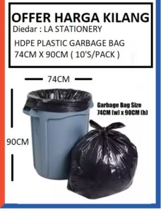 HDPE PLASTIC GARBAGE BAG 74CM X 90CM / BAG PLASTIC SAMPAH HITAM
