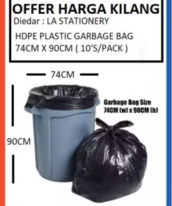 HDPE PLASTIC GARBAGE BAG 74CM X 90CM / BAG PLASTIC SAMPAH HITAM