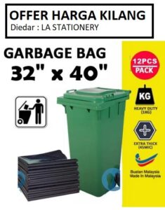 HDPE PLASTIC GARBAGE BAG 32" x 40" / BAG PLASTIC SAMPAH HITAM