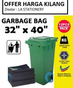 HDPE PLASTIC GARBAGE BAG 32" x 40" / BAG PLASTIC SAMPAH HITAM