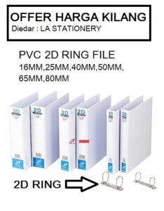 PVC 2D RING FILE WITH FULL TRANSPARENT COVER 16MM/20MM/25MM/40MM/50MM/65MM/80MM