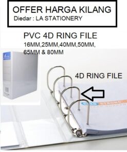 PVC 4D RING FILE WITH FULL TRANSPARENT COVER 16MM/20MM/25MM/40MM/50MM/65MM/80MM