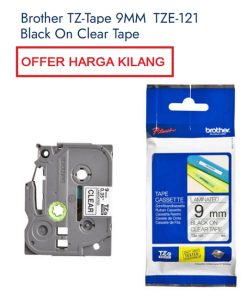 BROTHER TZE-121 BLACK ON CLEAR 9MM