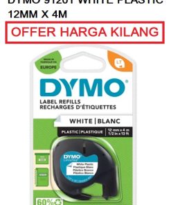 DYMO 91201 12MM WHITE PLASTIC TAPE