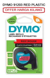 DYMO 91203 12MM PLASTIC RED TAPE