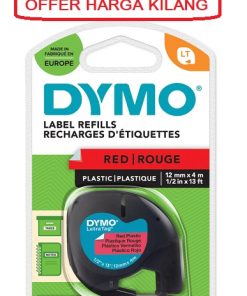 DYMO 91203 12MM PLASTIC RED TAPE