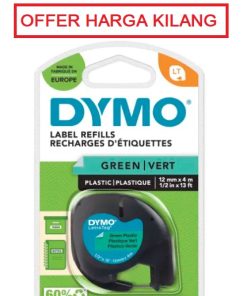 DYMO 91204 12MM GREEN PLASTIC TAPE