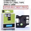 DYMO D1 TAPE 9MM X 7M BLACK ON WHITE