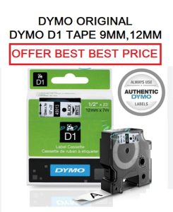 DYMO D1 TAPE 9MM X 7M BLACK ON WHITE 