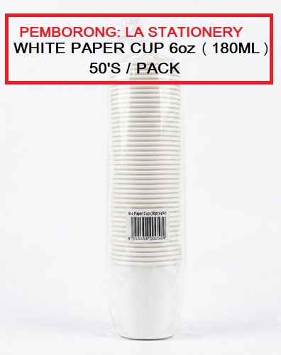 PLAIN PAPER CUP 6OZ ( 180ML ) 50'S/PACK