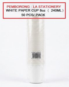 PLAIN PAPER CUP 8OZ ( 240ML ) 50'S/PACK